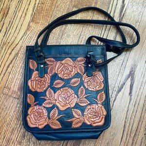 American West Leather Tooled Handbag